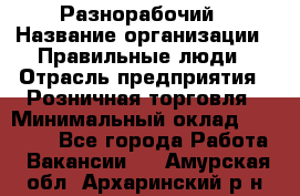 Разнорабочий › Название организации ­ Правильные люди › Отрасль предприятия ­ Розничная торговля › Минимальный оклад ­ 30 000 - Все города Работа » Вакансии   . Амурская обл.,Архаринский р-н